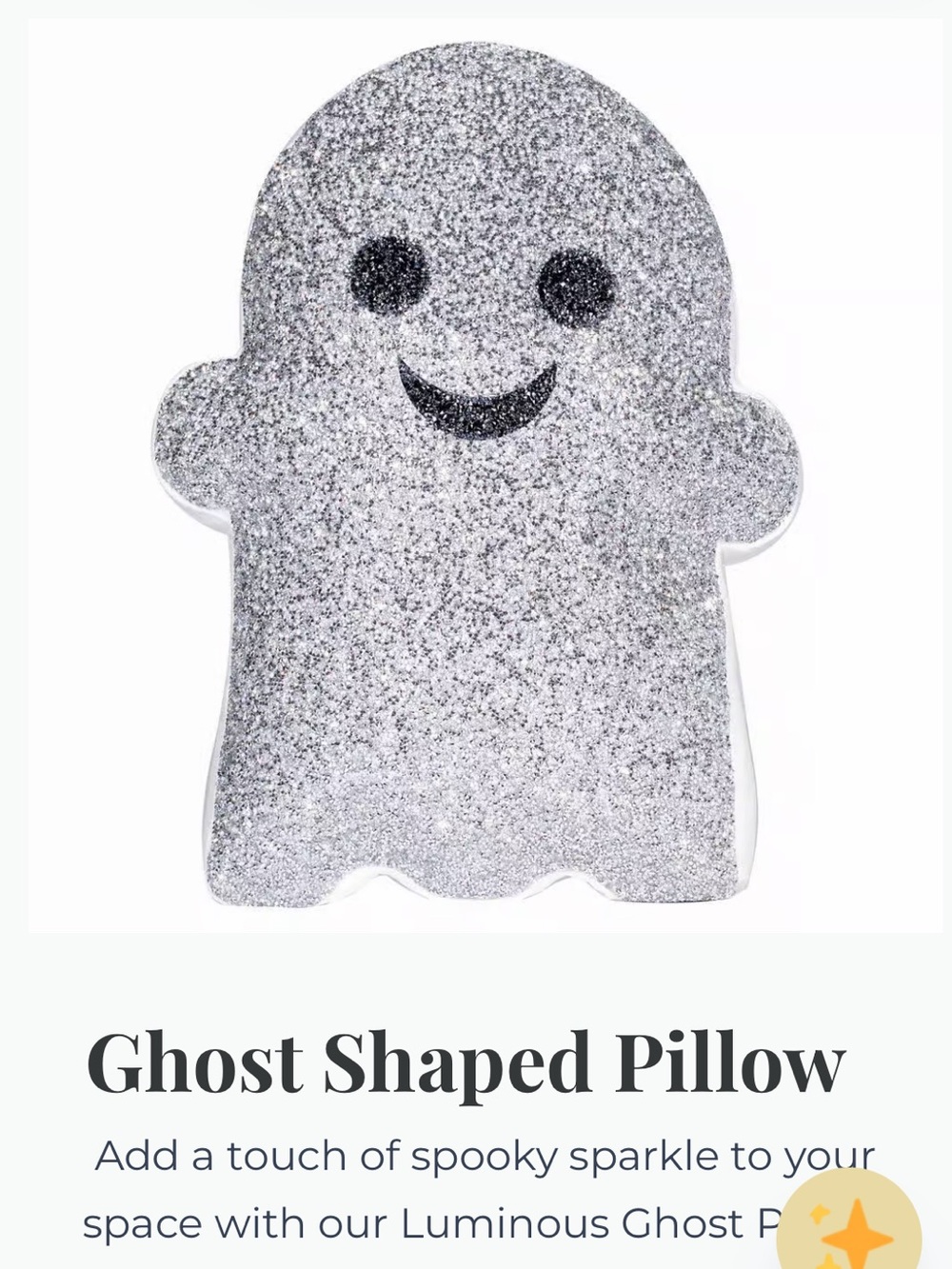 Sparkles ghost shaped rhinestone pillow